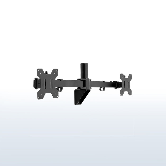 Adjustable telescoping dual monitor wall mount.