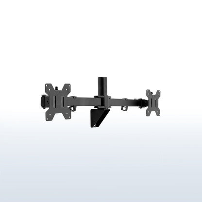 Adjustable telescoping dual monitor wall mount.