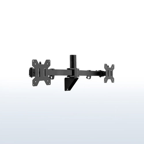 Adjustable telescoping dual monitor wall mount.
