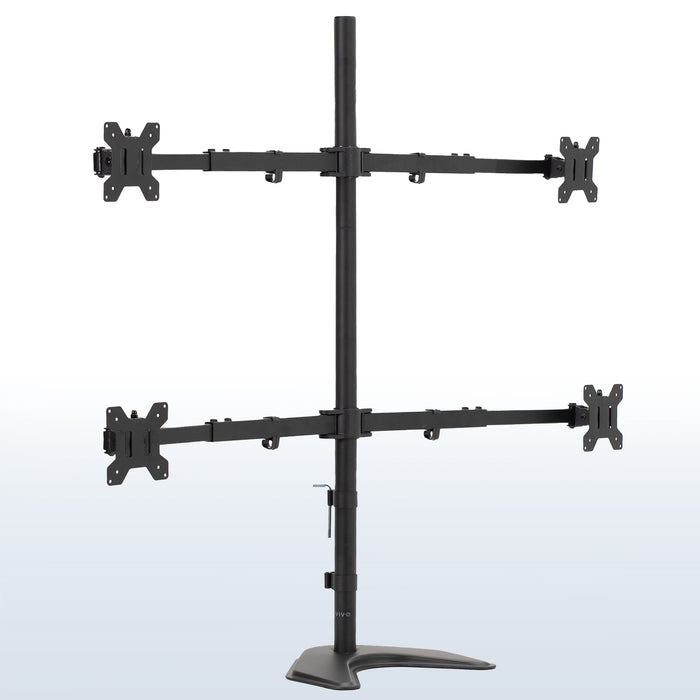 Telescoping Quad Monitor Desk Stand for office, giving you a freestanding flush-with-wall screen display.