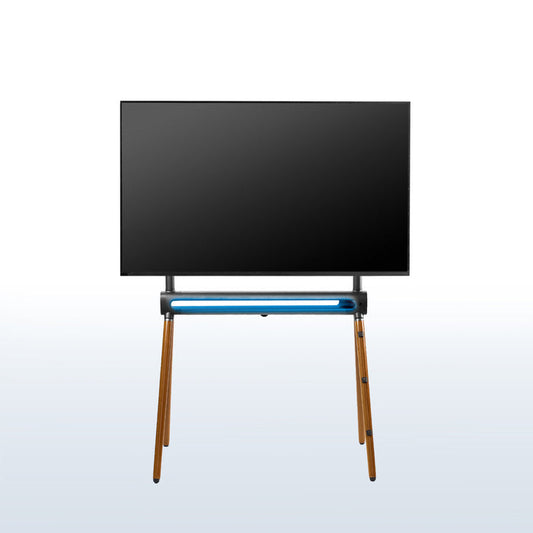 Sturdy easel studio TV stand with remote control RGB lighting.