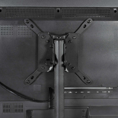 Portable height adjustable TV stand with utility shelf.