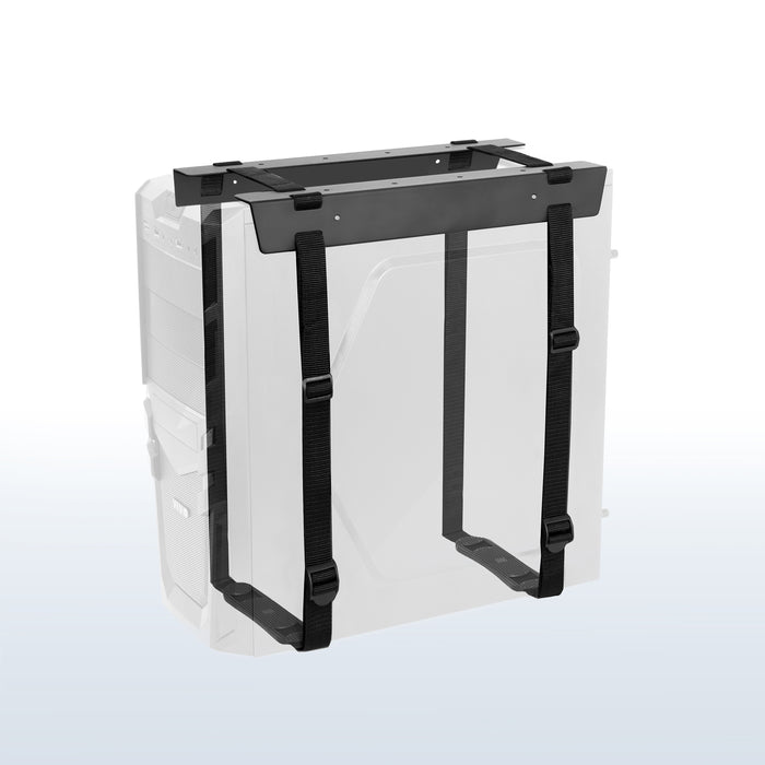 Convenient under desk PC mount with adjustable straps.