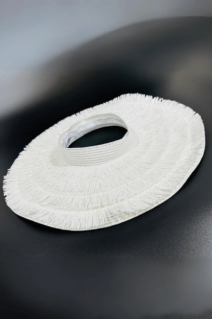 Fringe Straw Sun Hat in White – Vacation Vibes Style