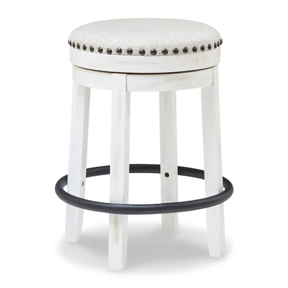 Front right view of Valebeck Antique White Backless Swivel Counter Stool