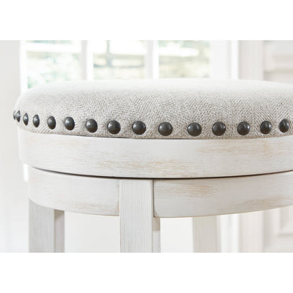Detail view of Valebeck Antique White Backless Swivel Counter Stool