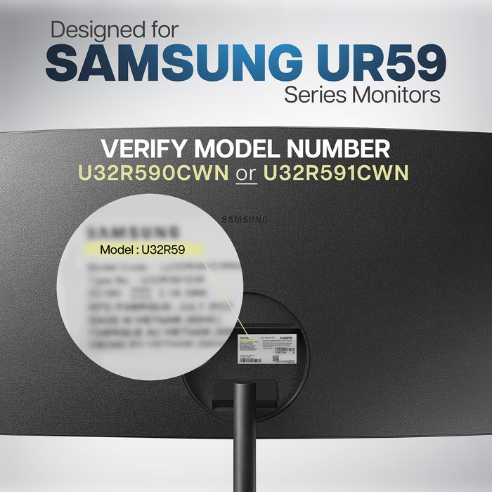 VESA Adapter Designed for the Compatible Samsung UR591C Series allows your non VESA compatible monitor to be mounted to a stand of your choice.