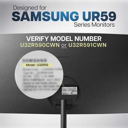 VESA Adapter Designed for the Compatible Samsung UR591C Series allows your non VESA compatible monitor to be mounted to a stand of your choice.