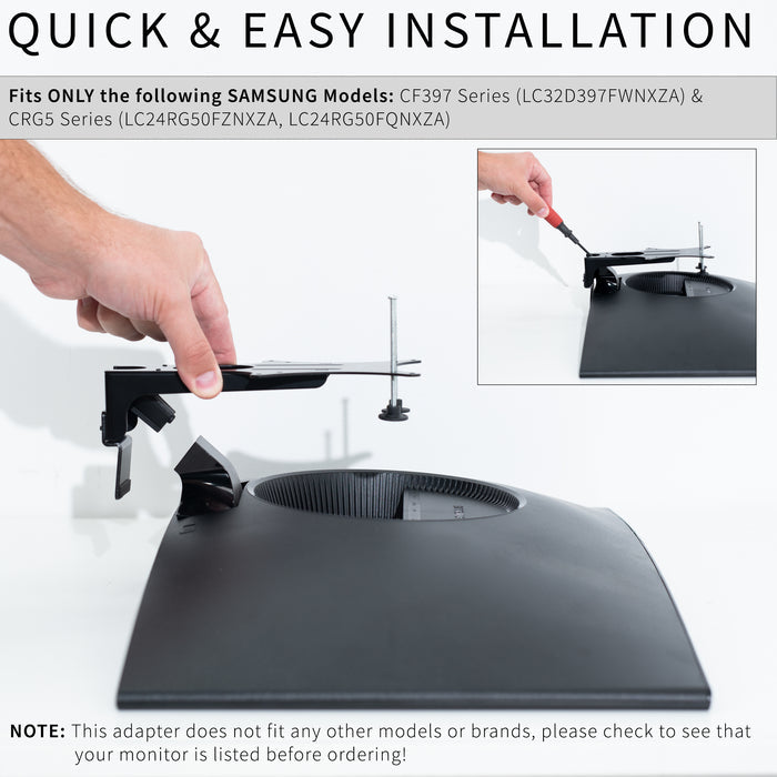 Quick Attach VESA Mount Adapter for Samsung CF397 and CRG5 Monitor Series