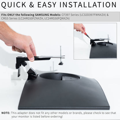 Quick Attach VESA Mount Adapter for Samsung CF397 and CRG5 Monitor Series