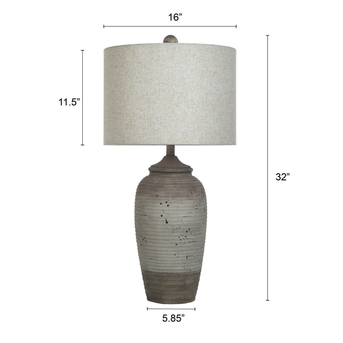 Detail image of Waylin Cream Table Lamp with overlay of product dimensions